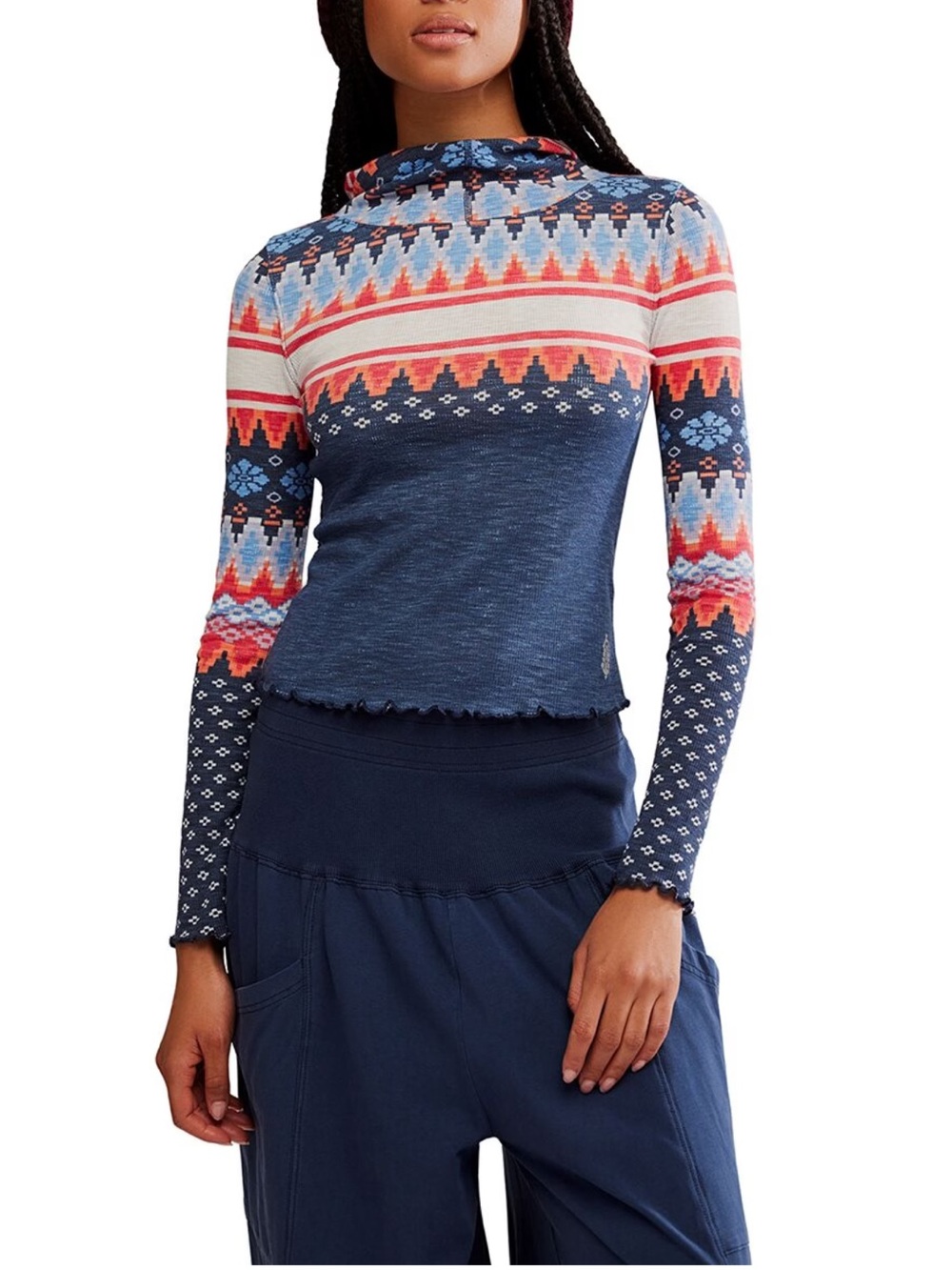 FREE PEOPLE x Movement Printed Breathe Easy Long Top size large